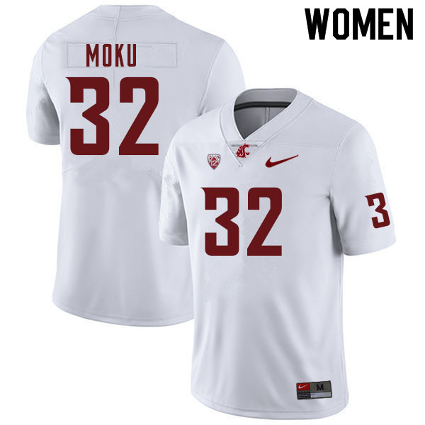Women #32 Tanner Moku Washington Cougars College Football Jerseys Sale-White - Click Image to Close